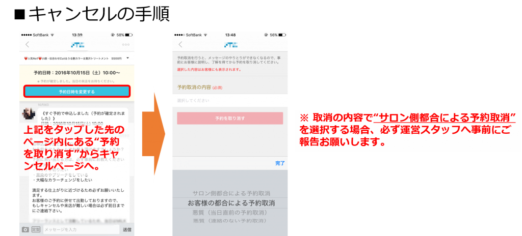 キャンセルの方法